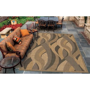 Recife Seagrass Natural-Black 7 ft. x 6 in. x 7 ft. 6 in. Square Indoor/Outdoor Area Rug