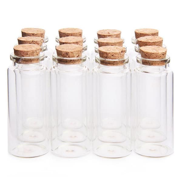 12 Pcs Clear Mini Glass Jars with Cork Decorative Accessory 30ml for Wedding Favors Halloween Party Baby Shower