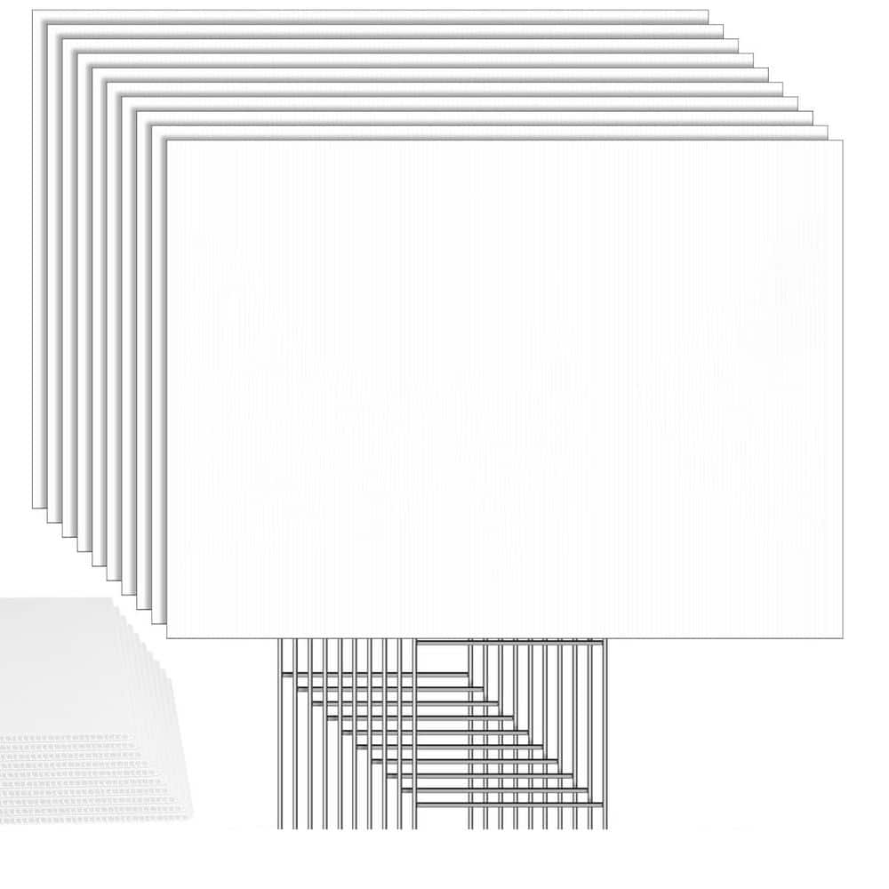 Phewnyzo 10 Pack Blank Yard Signs with Stakes, 19 x 14 in. White ...