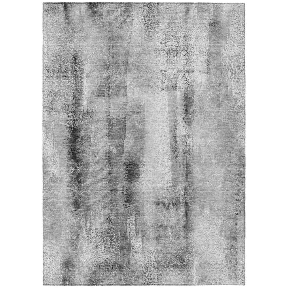 Gray 8 ft. x 10 ft. Woven Border Polyester Rectangle Indoor/Outdoor Area Rug price history on PriceWatchPro