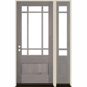 50 in. x 80 in. Contemporary RH 3/4 Lite Clear Glass Grey Stain Douglas Fir Prehung Front Door with RSL