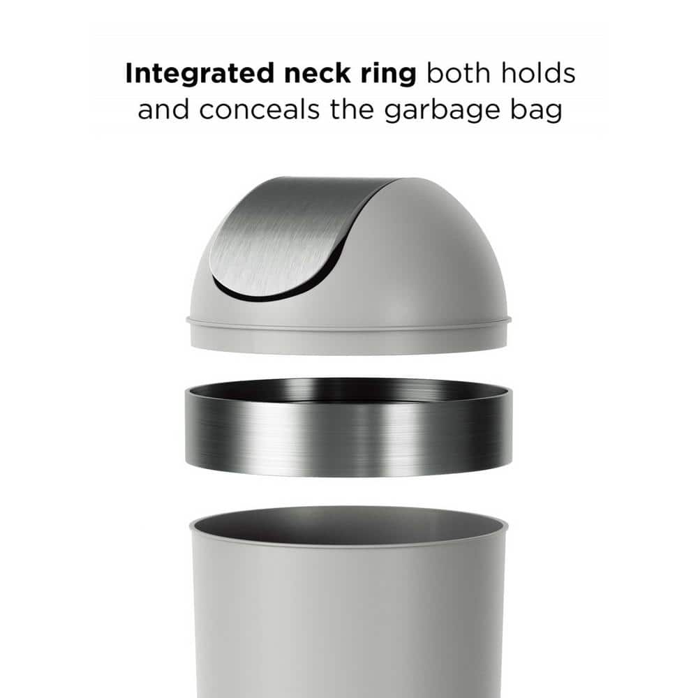 Gray Plastic Swing Top Lid Kitchen Trash Can