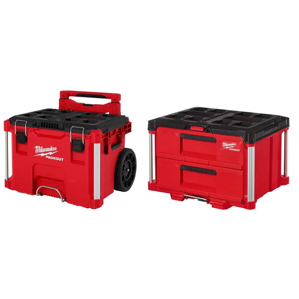 Milwaukee PACKOUT 22 in. Rolling Modular Tool Box LP Handle and 22 Milwaukee PACKOUT 22 in. Rolling Modular Tool Box LP Handle and 22