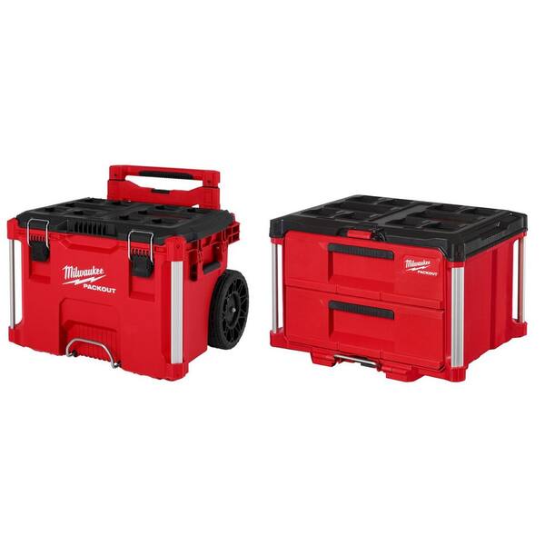 thumbnail image 2 of PACKOUT 22 In. 2-Drawer Tool Box – Metal Reinforced Corners, Lockable, Red – Model 48-22-8442 2 of 3