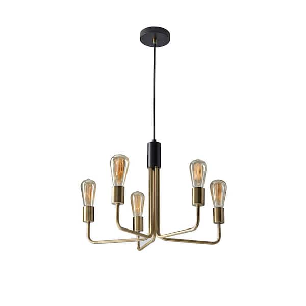 Adesso Weber 5-Light Brass Pendant