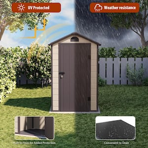 4 ft. W x 3.4 ft. D Plastic Outdoor Patio Storage Shed with Floor and Lockable Door Coverage Area 15 sq. ft.