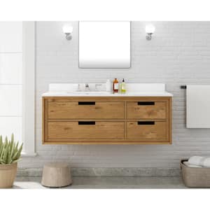 Vinespring 48 in. W x 22 in. D x 19 in. H Single Sink Freestanding Bath Vanity in Wood Tone with White Marble Top