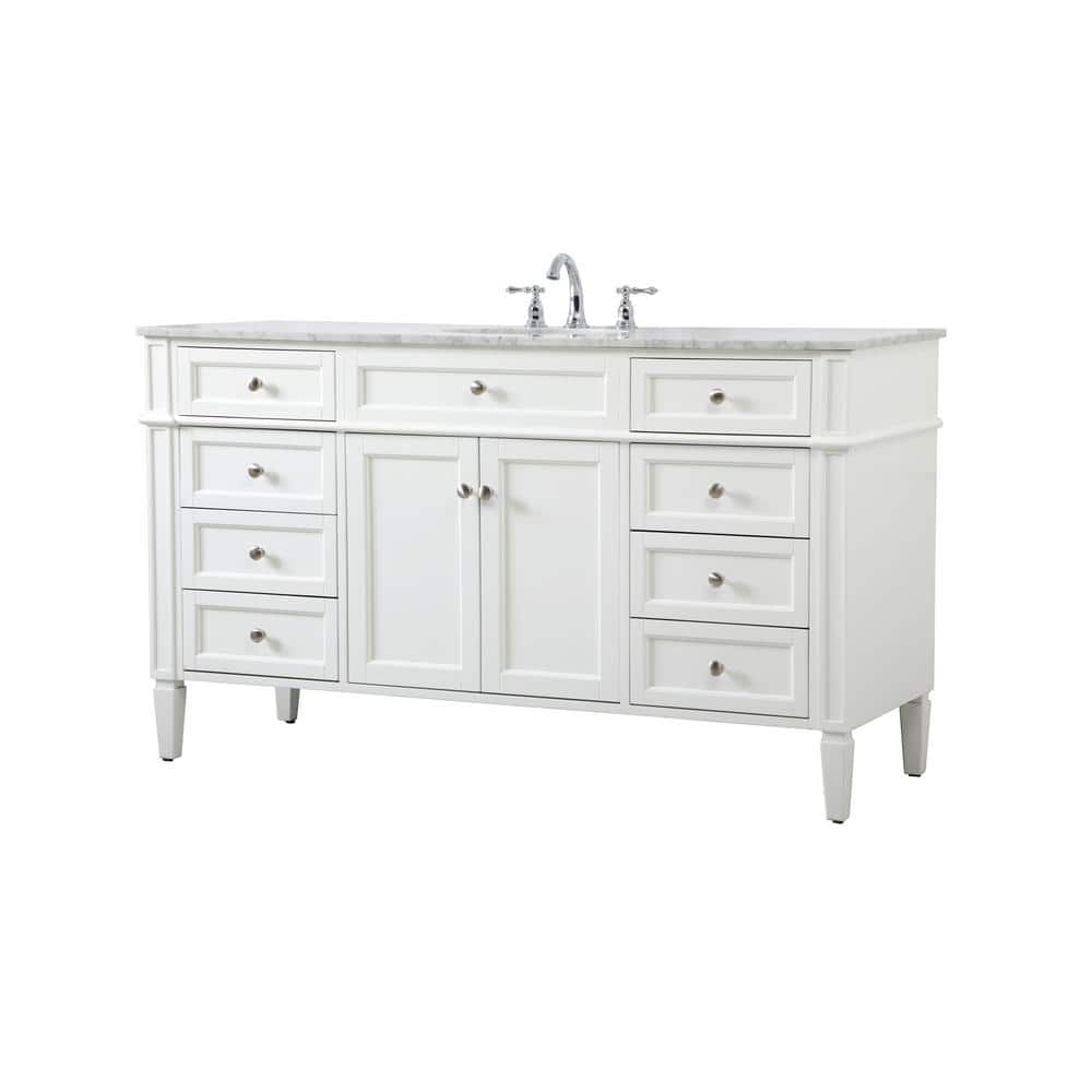 Park Avenue 60" White Marble Single Bathroom Vanity