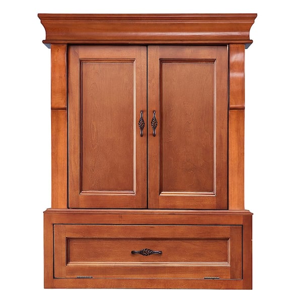 Home Decorators Collection Naples 26.5 in. W x 8 in. D x 32.8 in. H Bathroom Storage Wall Cabinet in Warm Cinnamon