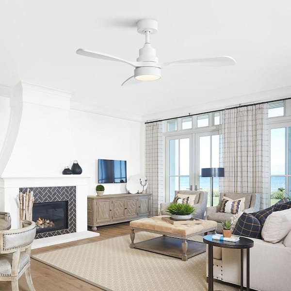 Sofucor 48 in. Indoor/Outdoor Wood White Ceiling Fan with 3 Color