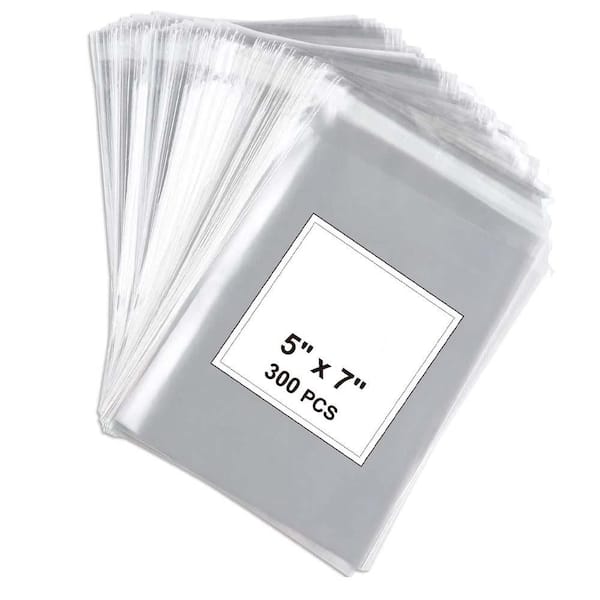 5 x 7 Clear Resealable Cellophane Bags for Bakery Candle Soap Cookie Poly Bags 300-Piece 100% Food Safe