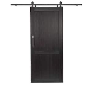36 in. x 84 in. Millbrooke Black H Style PVC Vinyl Sliding Barn Door Kit with Hardware Kit - Door Assembly Required