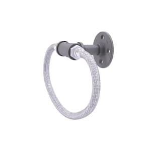 Pipeline Collection Towel Ring with Stainless Steel Braided Ring in Matte Gray