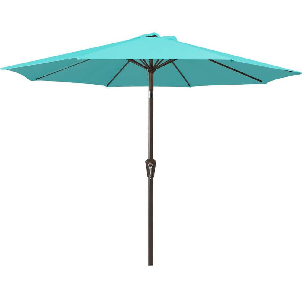 Air Vented 9 ft. Alloy Steel Market Solar Tilt Half Patio Umbrella in Peaco