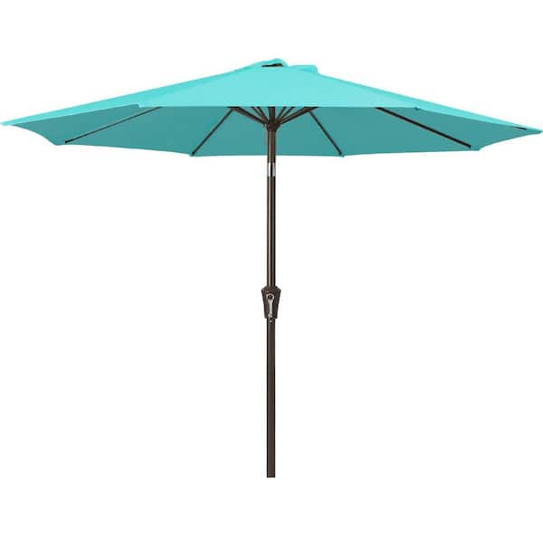 Unbranded Air Vented 9 ft. Alloy Steel Market Solar Tilt Half Patio Umbrella in Peacock Blue
