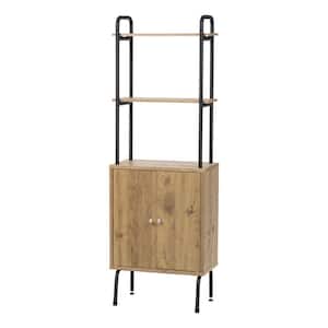 Industrial Series 55.28 in. Ash Brown Wood 2-Shelf Accent Bookcase with Storage Cabinet
