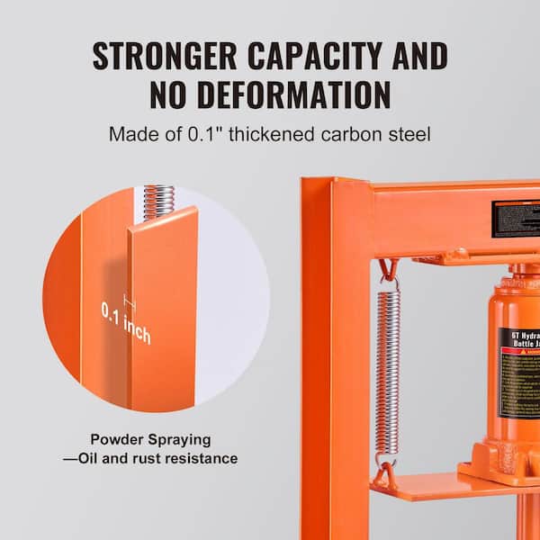 Hydraulic Shop Press, 6 Ton H-Frame Hydraulic Garage/Shop Floor Press, Adjustable Shop Press with Press Plates