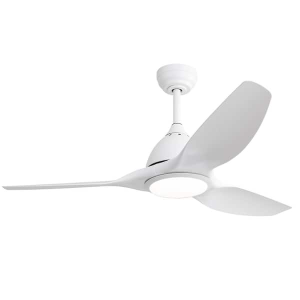 Unbranded 52 in. Indoor White Low Profile Ceiling Fan with 22W LED Light and Remote Control 3 ABS Fan Blades DC Motor