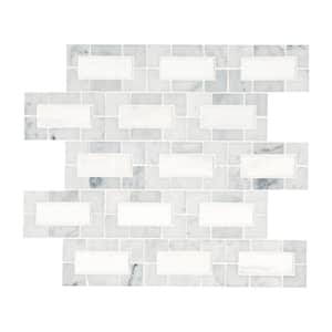 Bianco Dolomite 11 in. x 12. in. Polished Marble Mesh-Mounted Mosaic Floor and Wall Tile (10 sq. ft./Case)