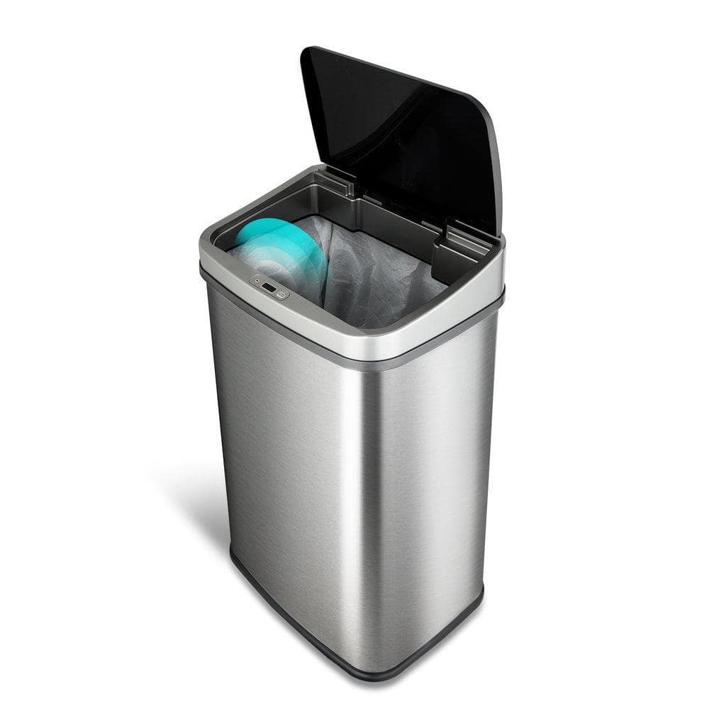13 Gallon Silver Stainless Steel Touchless Motion Sensor Trash Can