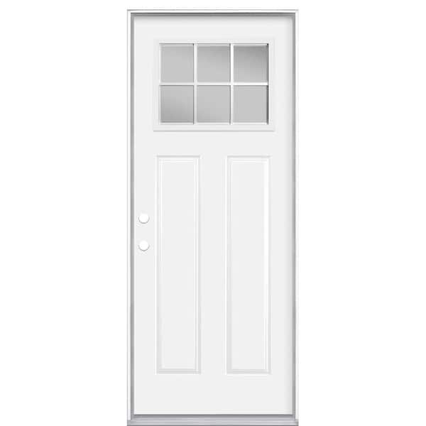 Masonite 32 in. x 80 in. 6 Lite Right-Hand Inswing Primed Steel Prehung Front Exterior Door No Brickmold