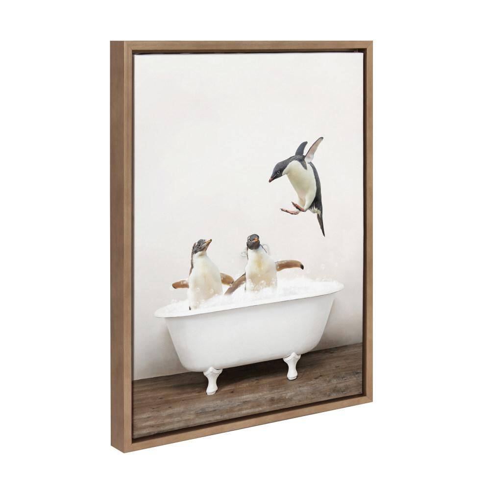 "Sylvie ""Penguins Playing in Rustic Bath"" by Amy Peterson Art Studio Gold Framed Art Print 18 in. x 24 in." price history on PriceWatchPro