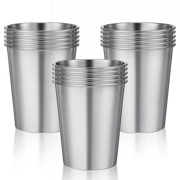 15-Piece 8 oz Stainless Steel Pint Cups Stackable Unbreakable Metal Drinking Glasses Camping Travel Cups