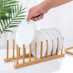 Single Tier Bamboo Stand Drainer Storage Holder Organizer Kitchen Cabinet Drying Dish Rack