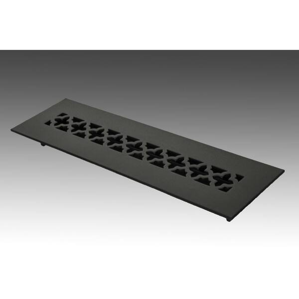 SteelCrest Victorian 10 in. x 2.25 in. Black Powder Coat Steel Floor Vent with Opposed Blade Damper