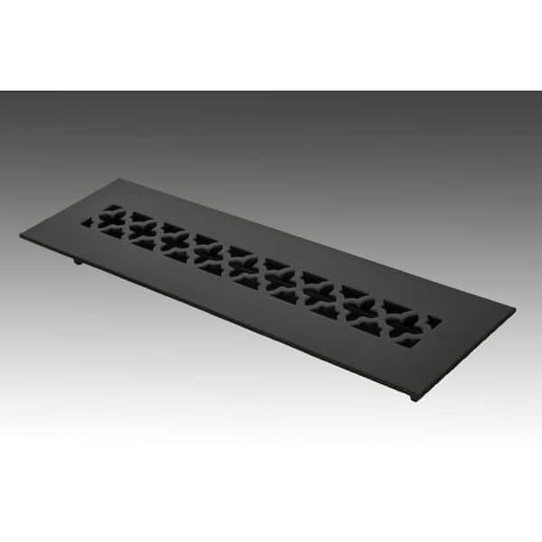 SteelCrest Victorian 12 in. x 2.25 in. Black Powder Coat Steel Floor Vent with Opposed Blade Damper
