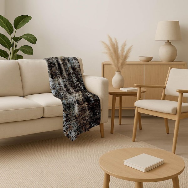 Premium Machine Washable ASB815 Graphite 50 in. x 70 in. Sherpa Throw Blanket