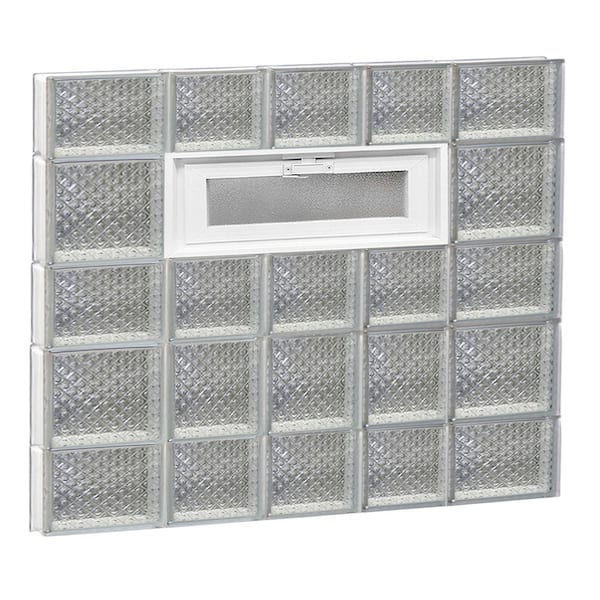 Clearly Secure 32.75 in. x 32.75 in. x 3.125 in. Frameless Diamond Pattern Vented Glass Block Window