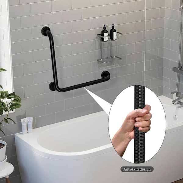 Adrinfly Bath L-Shaped Angled Grab Bar 16 x 16 Stainless Steel