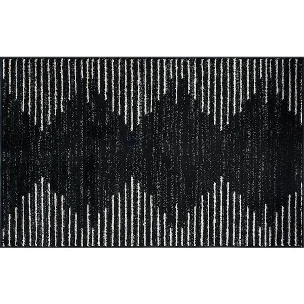 World Rug Gallery Fulton Black 2 ft. x 3 ft. Bohemian Stripe Area Rug