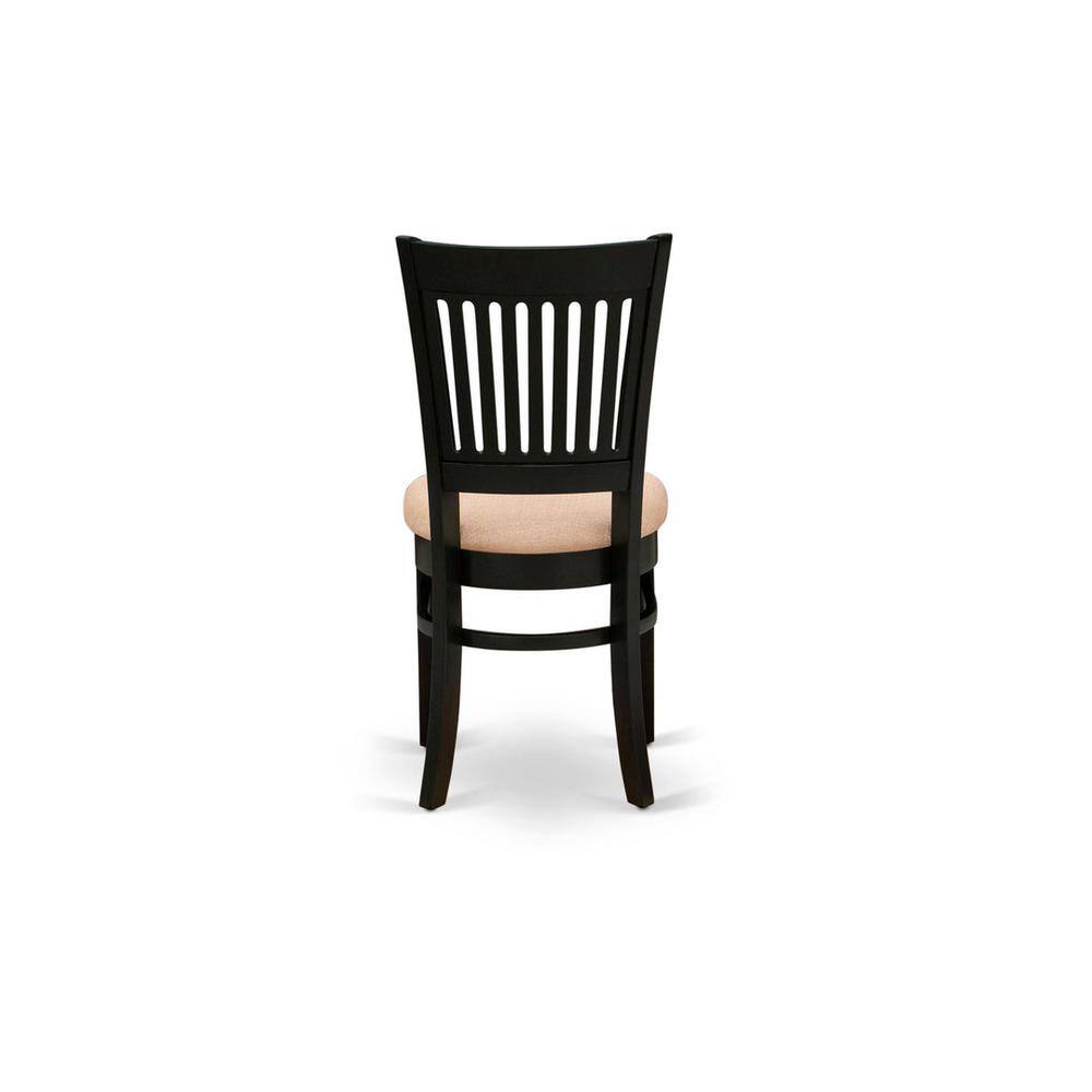 Elegant Slatted Back Black Linen & Wood Dining Chair Set