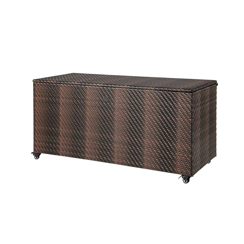 Outdoor 96 Gal. Mix Brown PE Wicker Storage Deck Box with 4-Wheels price history on PriceWatchPro