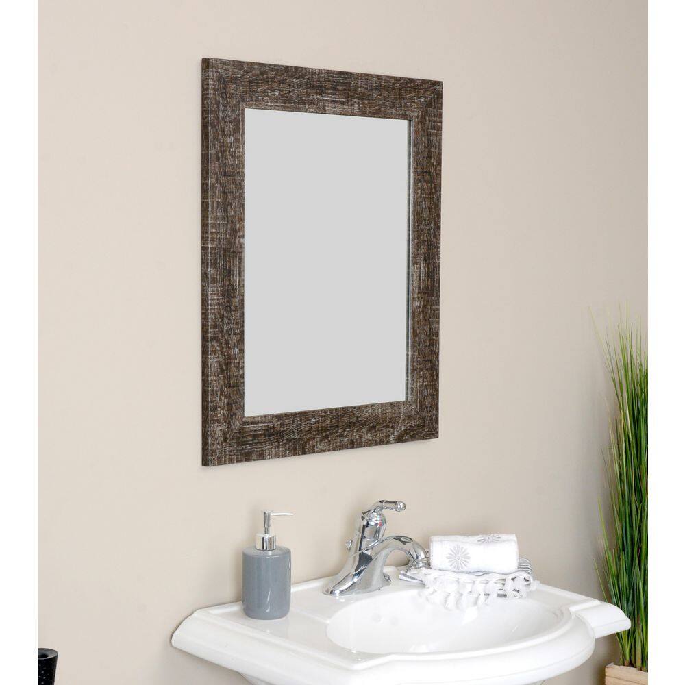 BrandtWorks Rustic Framed Rectangle Brown Decorative Wall Mirror 25.5