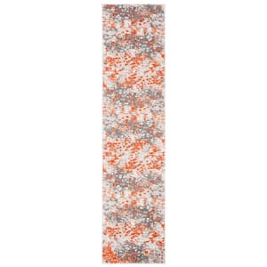 Madison Gray/Orange 2 ft. x 6 ft. Abstract Distressed Runner Rug