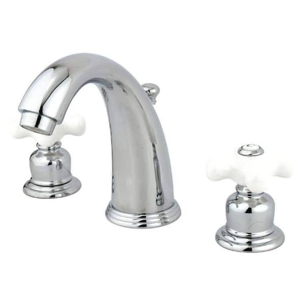 Kingston Brass English Country 2-Handle 8 in. Widespread Bathroom Faucets with Plastic Pop-Up in Polished Chrome