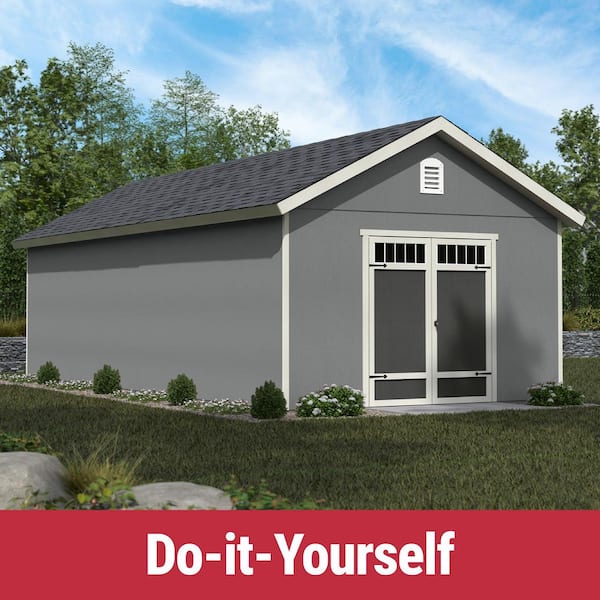 DIY Porter 12 ft. x 28 ft. Wooden Outdoor Storage Garden Shed with Floor Transom Window Doors (336 sq. ft. )