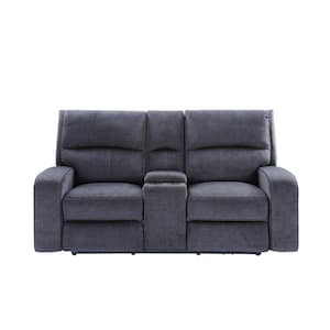 Lovell 65 in. Gray Loveseat Power Recliner with Console