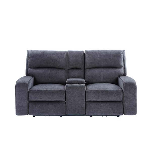 Steve Silver Lovell 65 in. Gray Loveseat Power Recliner with Console