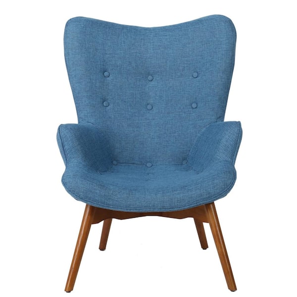 Noble House Hariata Muted Blue Fabric Contour Chair