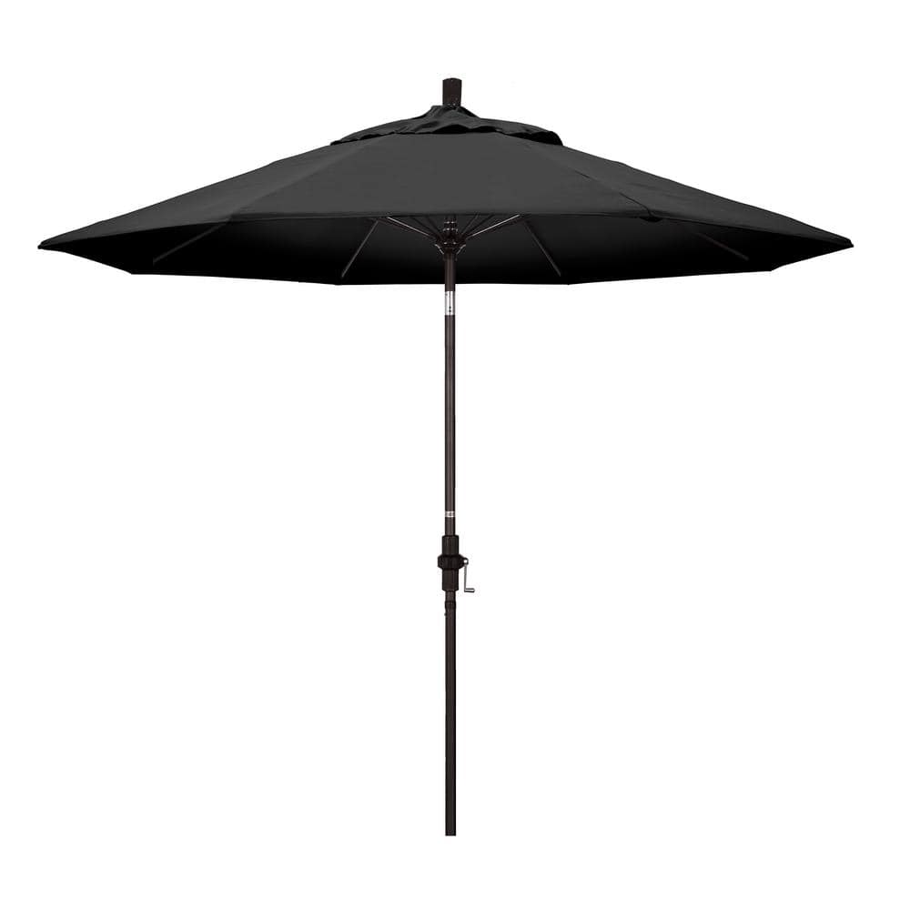 9 ft Black Olefin Octagonal Market Umbrella with Bronze Metal Pole