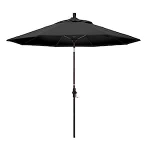 9 ft. Fiberglass Collar Tilt Patio Umbrella in Black Olefin