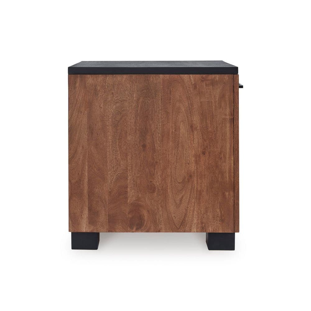 Kallari 18 in. Black/Dark Bown Rectangle MDF End Table with Solid Wood Frame - thumbnail 3