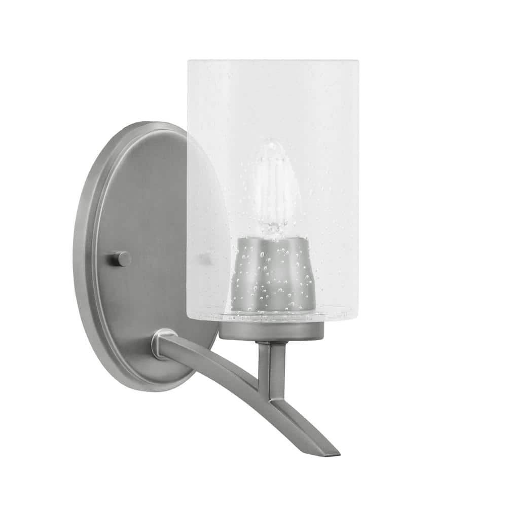 Siena 4 in. 1-Light Graphite Sconce with 4 in. Clear Bubble Glass Shade No 