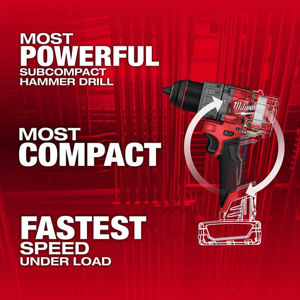 Milwaukee M12 FUEL 12V Lithium Ion Brushless Cordless 1/2 in. Hammer Drill Tool Only - Image 2