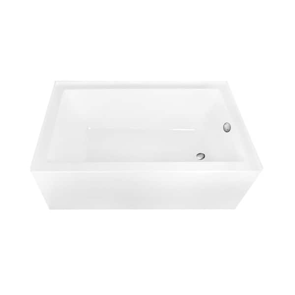 Aqua Eden 60 in. x 36 in. Acrylic Rectangular Alcove Soaking Bathtub with Right Drain in Glossy White/Brushed Nickel