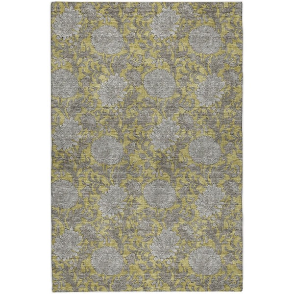 Dream Shag Premium Machine Washable Abstract ADS677 Gold 9 ft. x 12 ft. Area Rug